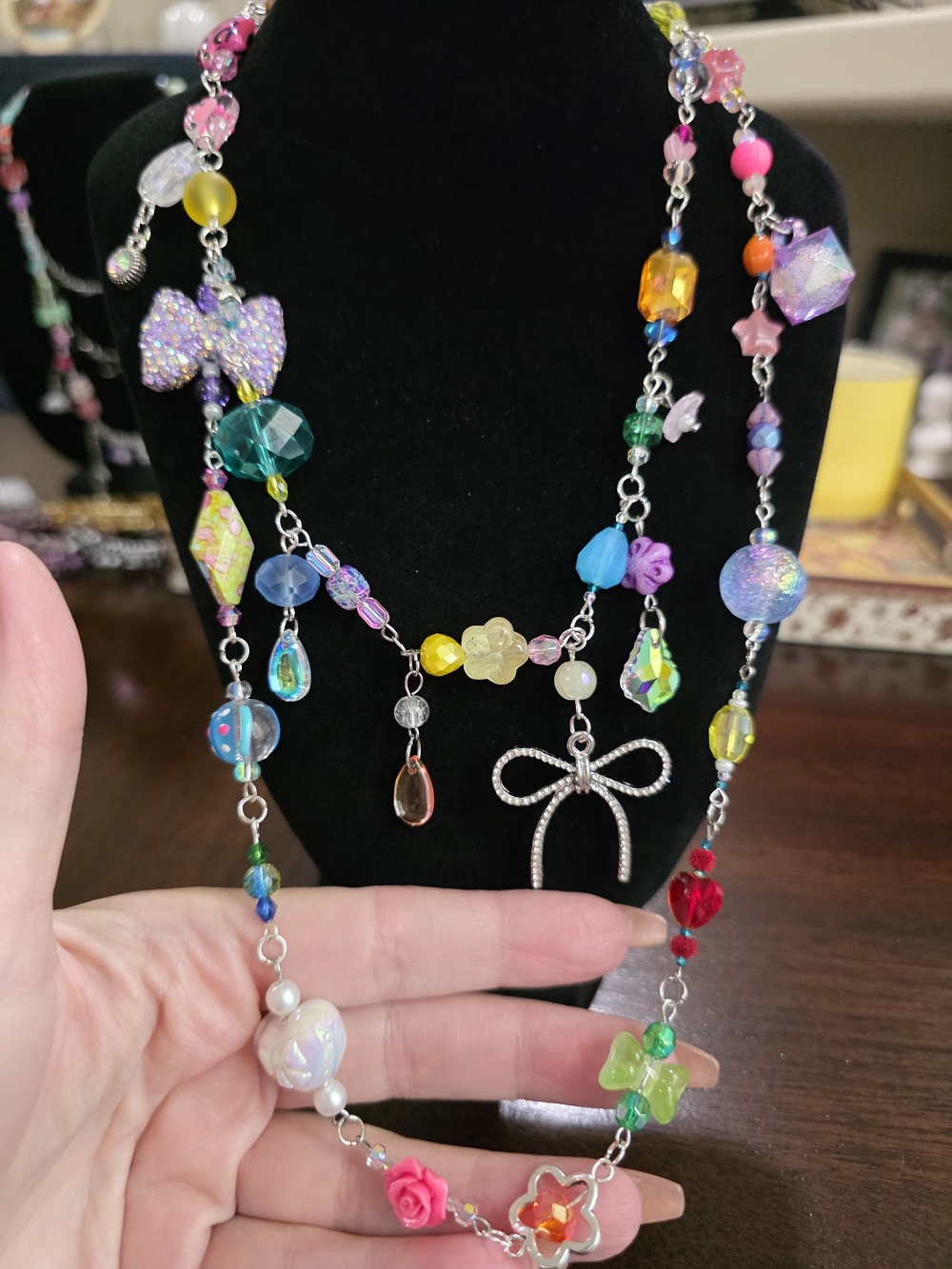 Handmade One Of A Kind Colorful Multi-Bead Pendant Necklace - Women Jewelry